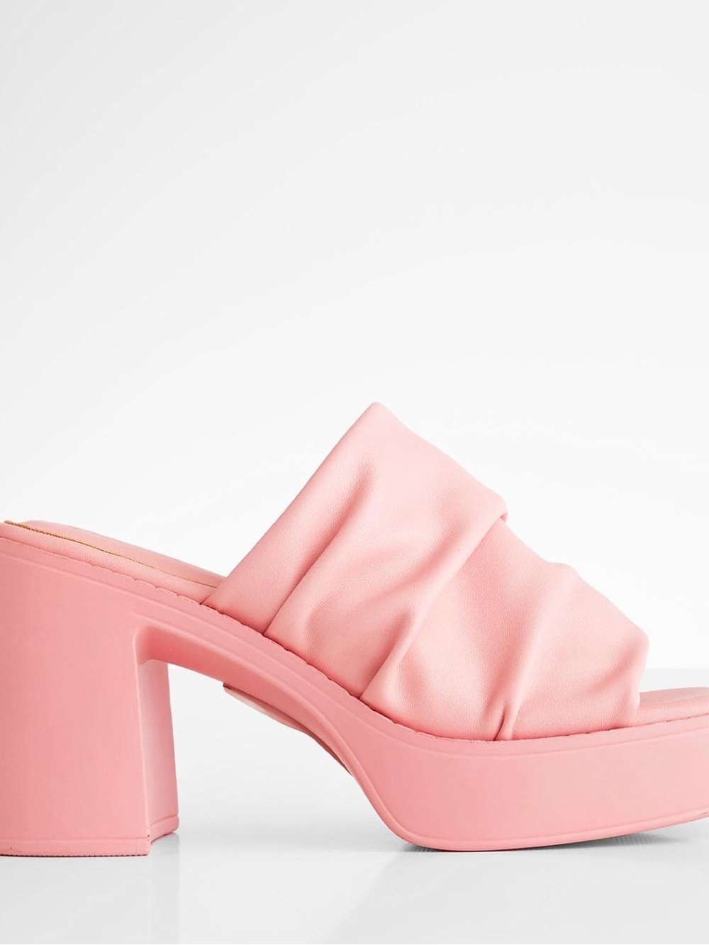 Qupid Pink Ruched Platform Mule